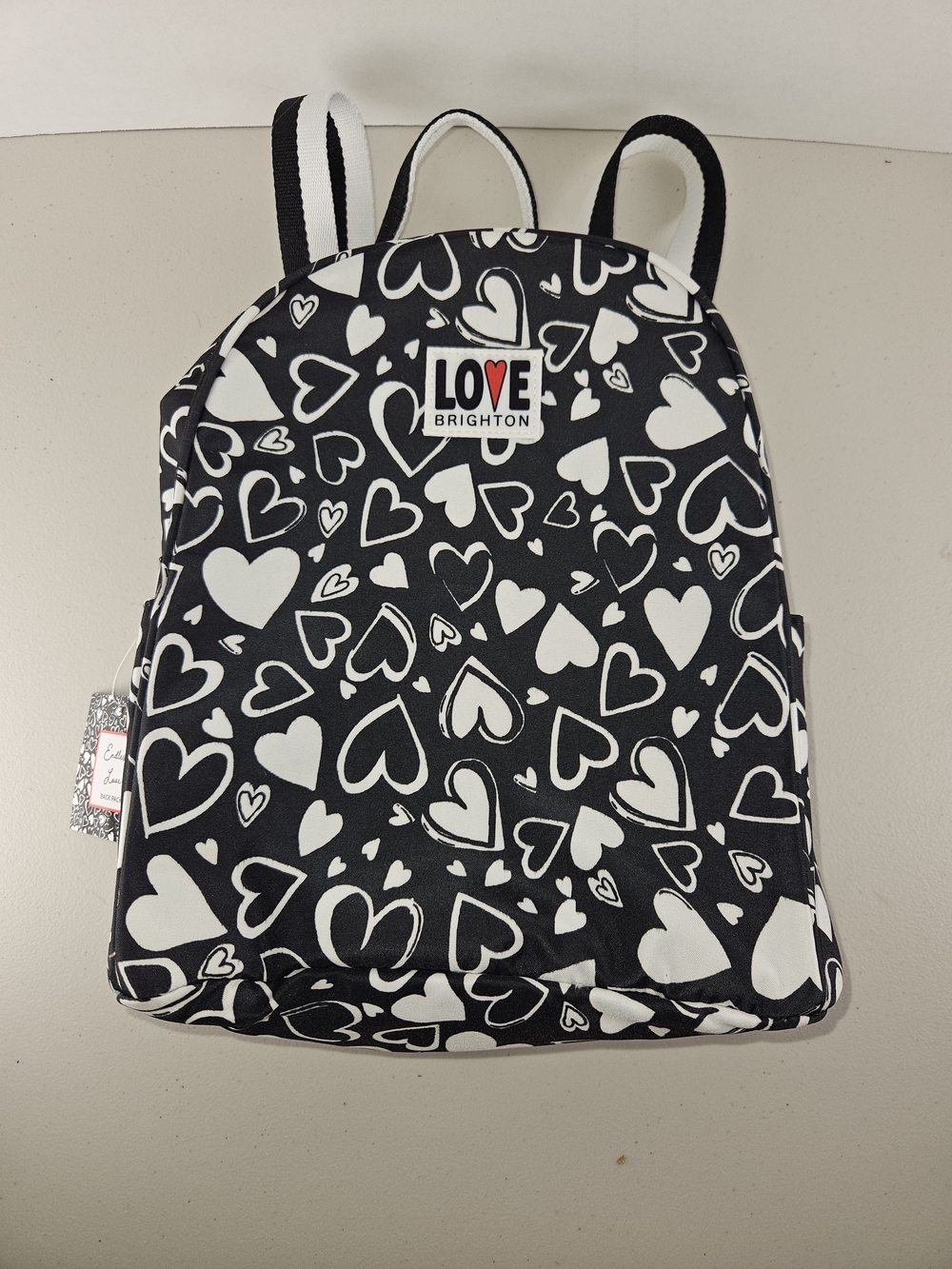 NWT Brighton Endless Love Backpack D30307 Black & White Hearts Design